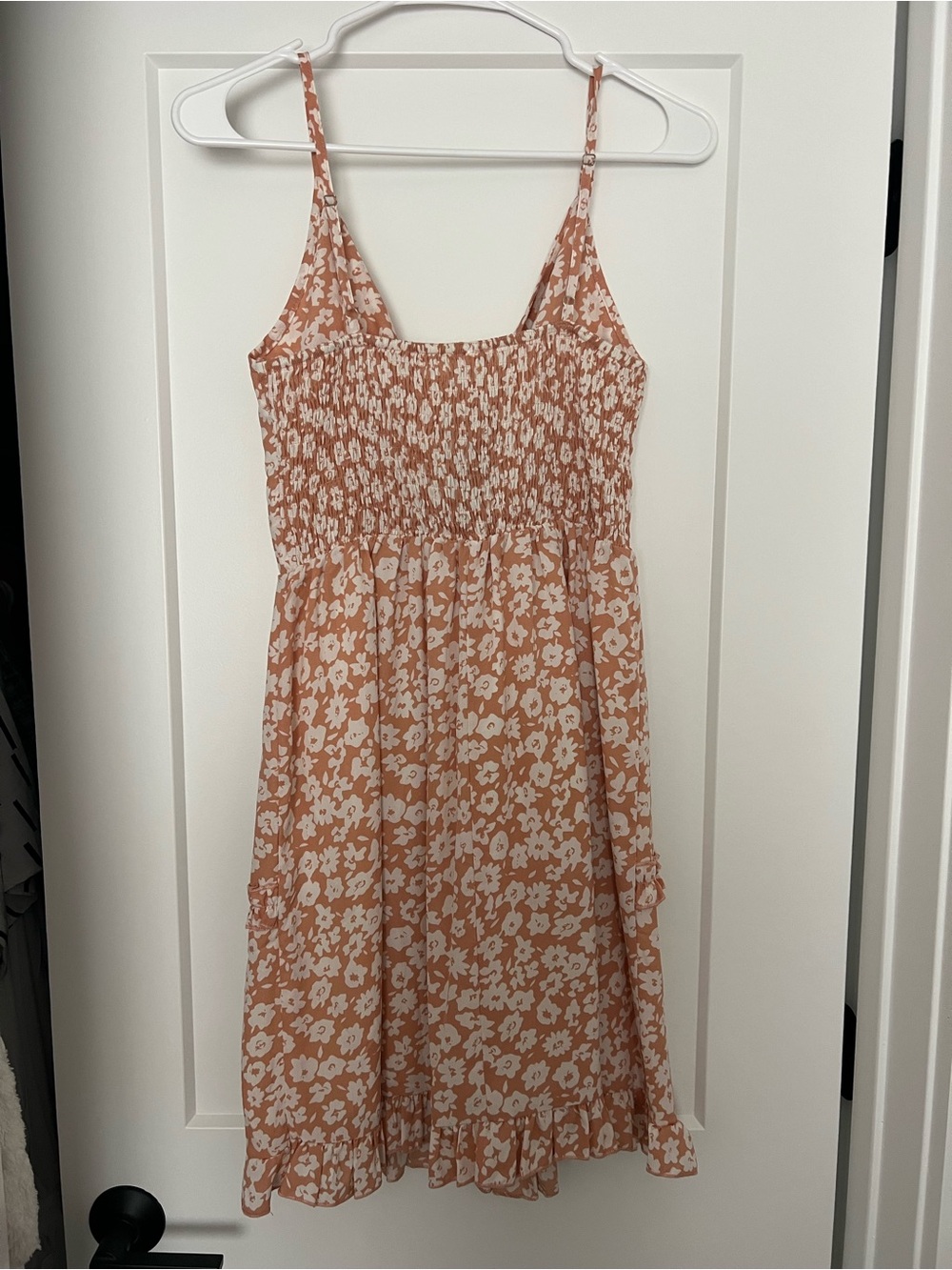 Floral Tie-Front Spaghetti Strap Dress - Peach Floral - Picture 2 of 2
